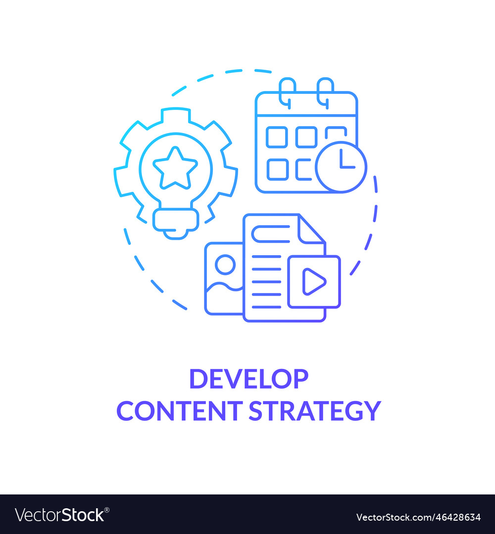 Develop content strategy blue gradient concept