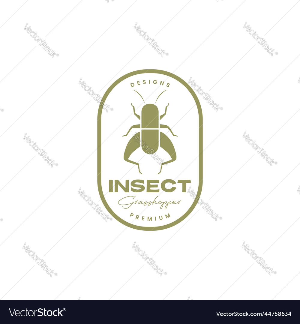 Insect Grashopper Badge Vintage Logo Design vector image Insect Grashopper Badge Vintage Logo Design
