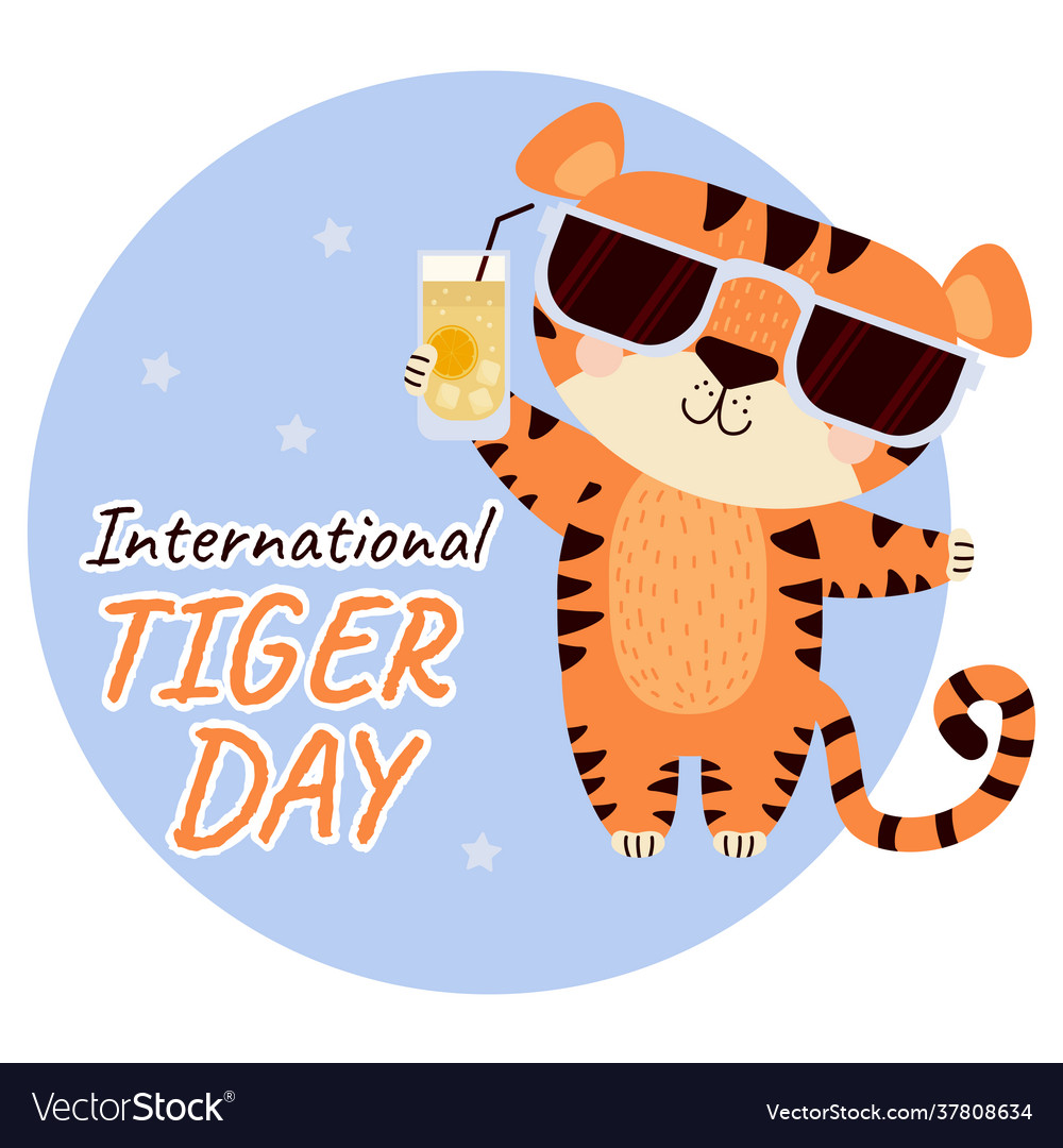 International tiger day cute striped in sun