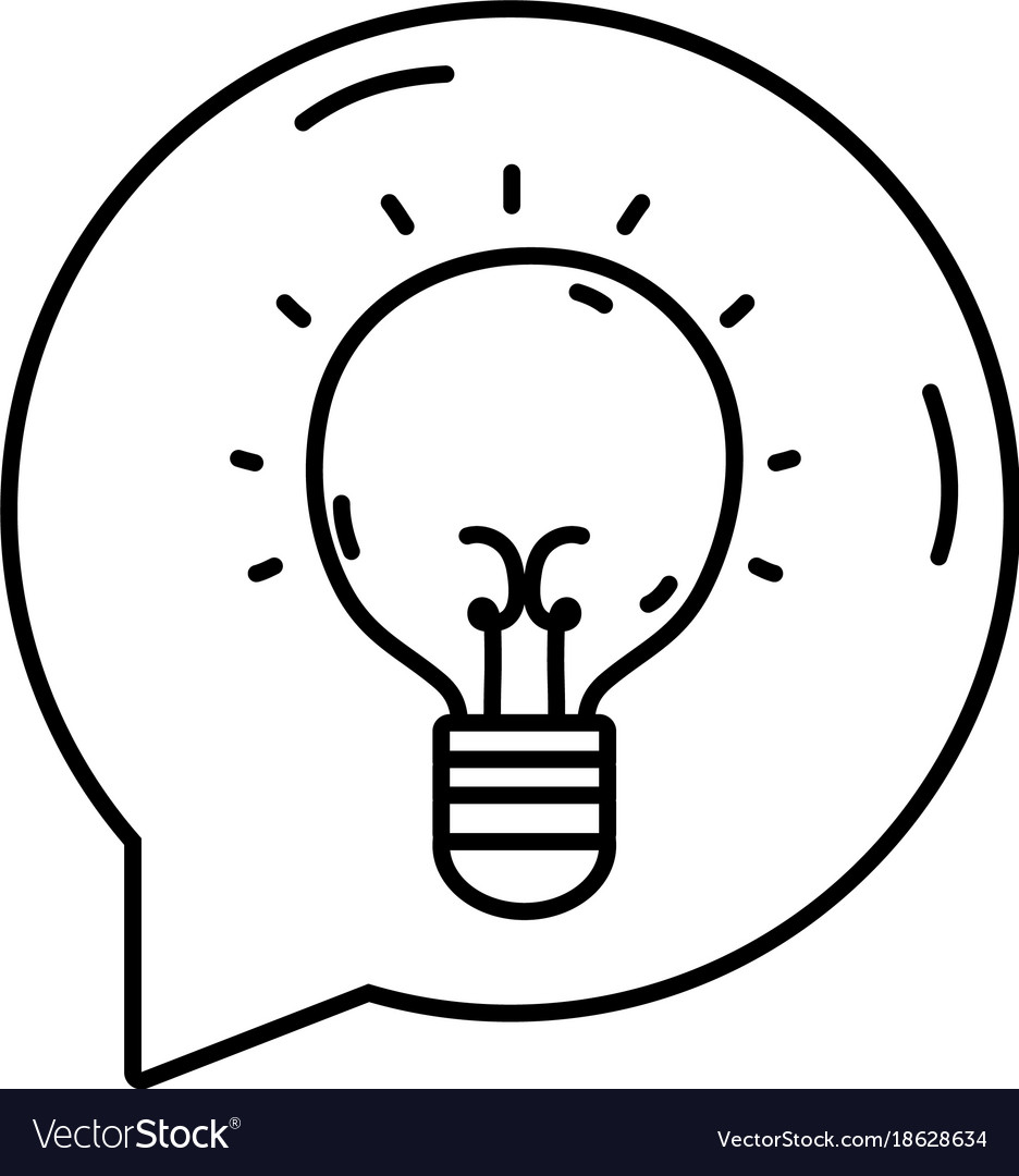 Line bulb idea inside chat bubble message