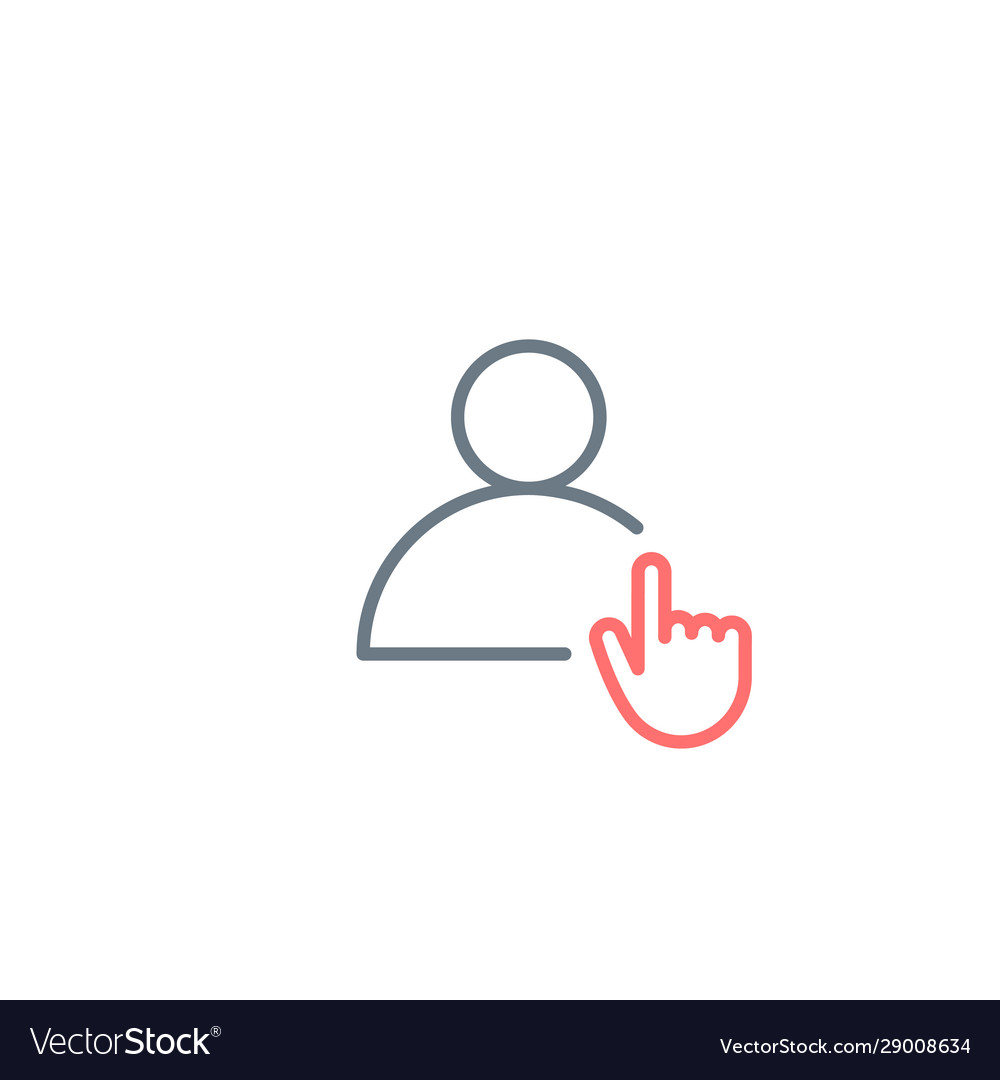 Linear user profile icon with hand clicking