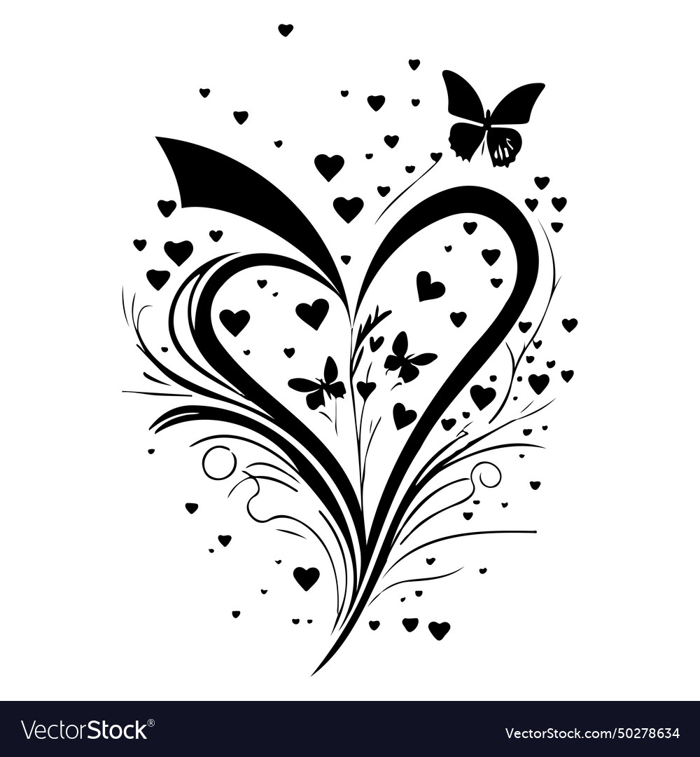 Love with butterfly valentine hand draw Royalty Free Vector