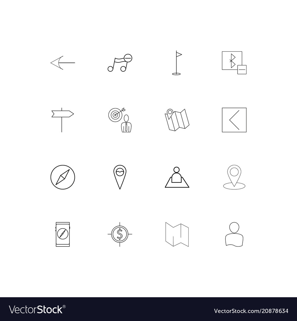 Maps and navigation linear thin icons set