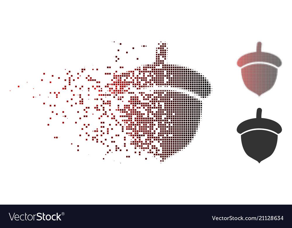 Moving pixel halftone acorn icon