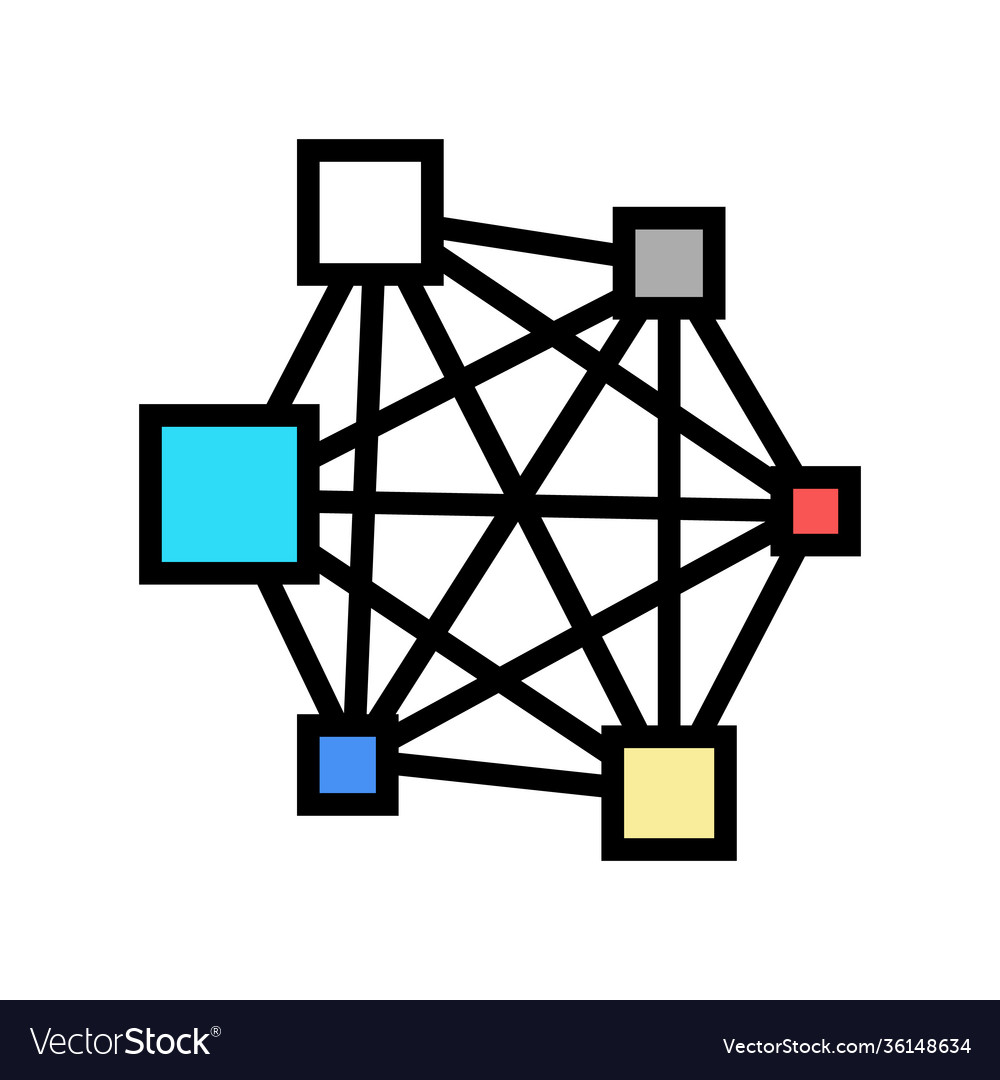 Neural network color icon vector image Neural network color icon