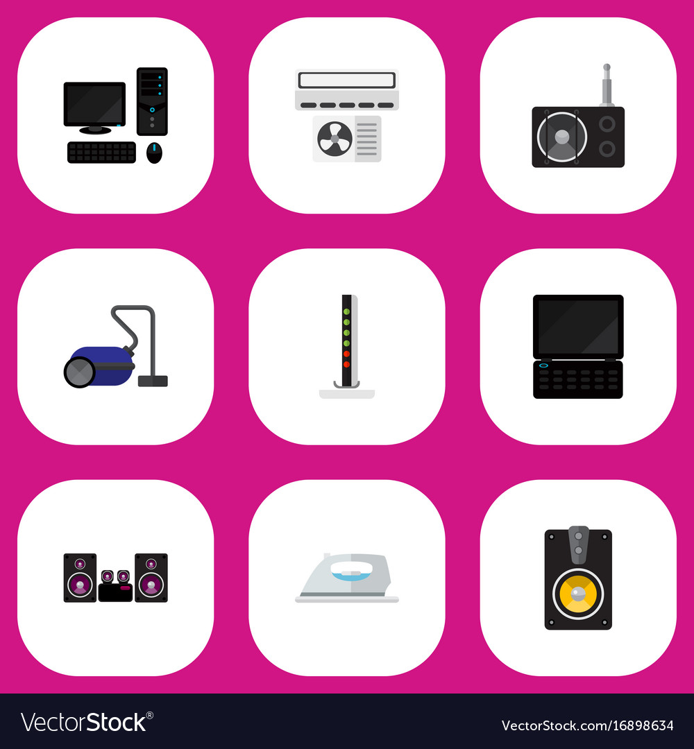 Set of 9 editable tech flat icons includes