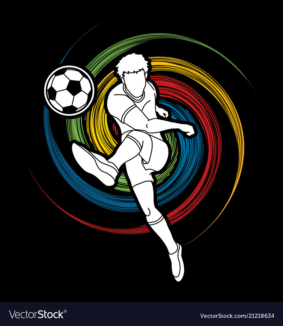 Soccer player shooting a ball action