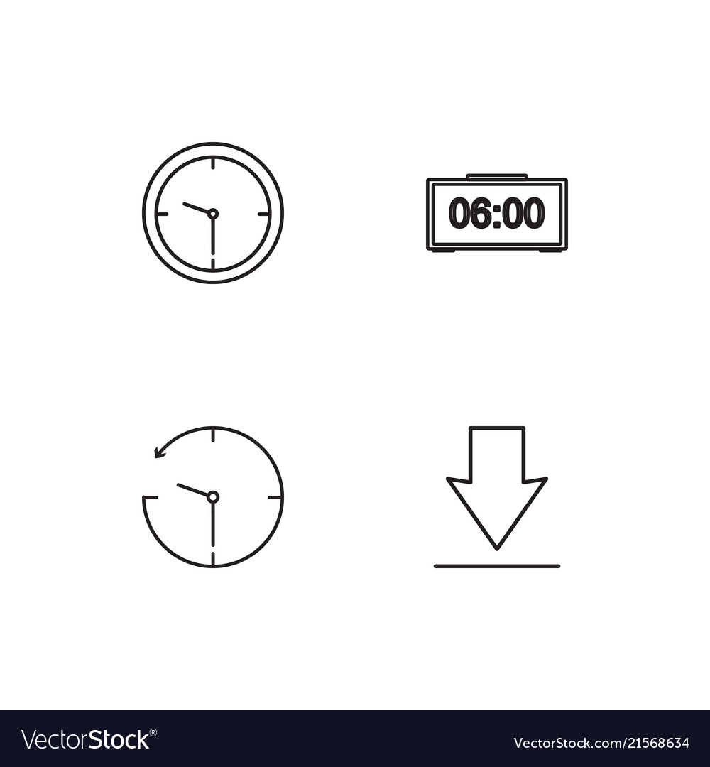 Time linear icons set simple outline