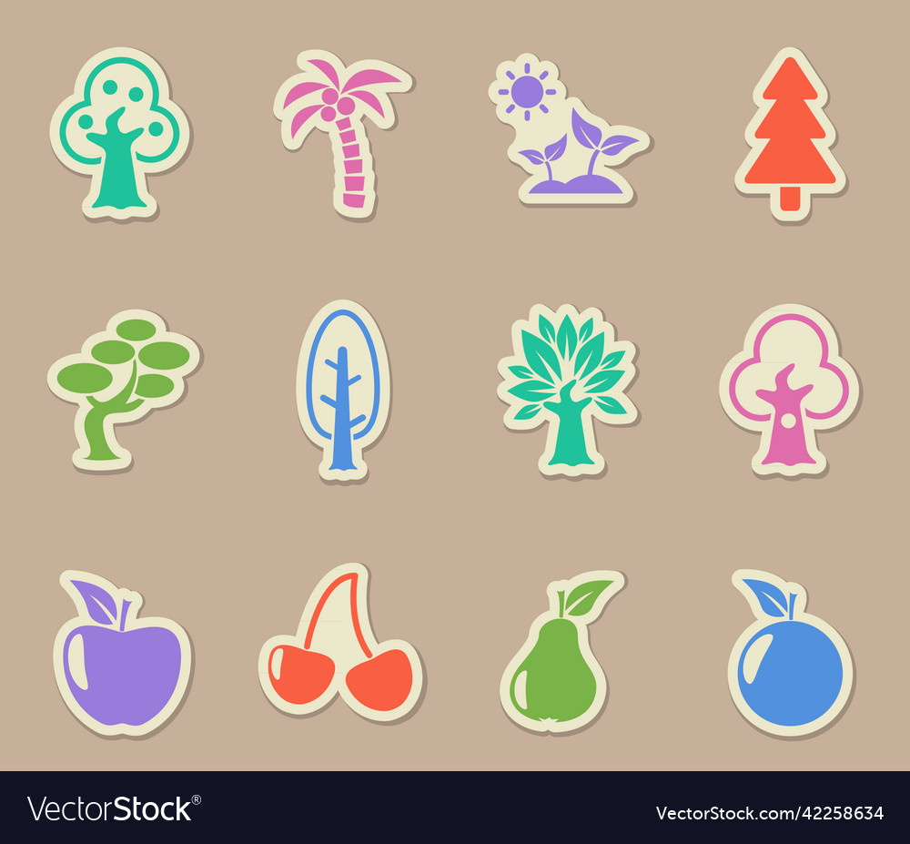 Trees color paper stickers