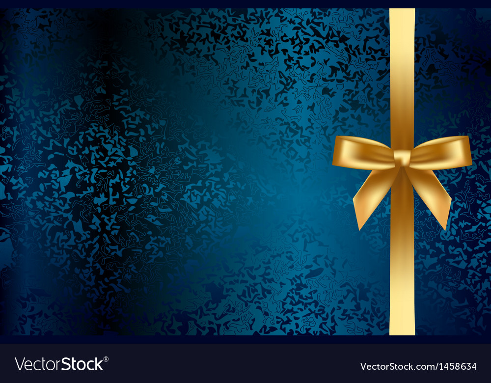 Turquoise background gold bow Royalty Free Vector Image