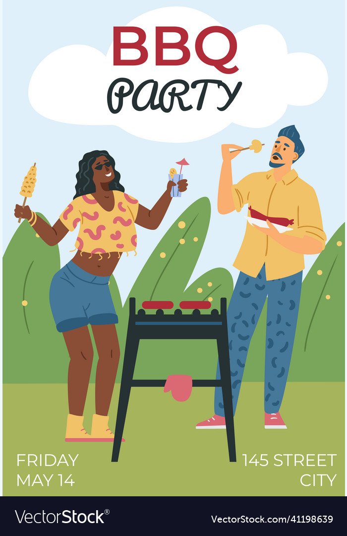 Barbecue Party Flat Poster oder Einladung