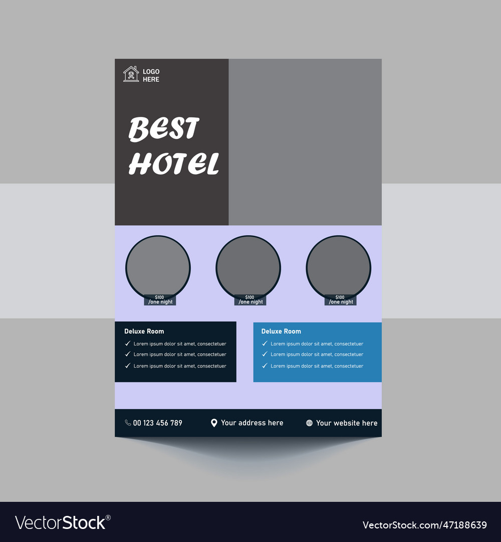 Best hotel service flyer template design golden Vector Image