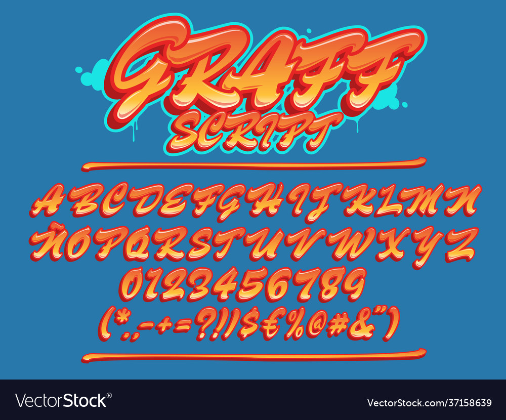 Graffiti script font uppercase lettering alphabet