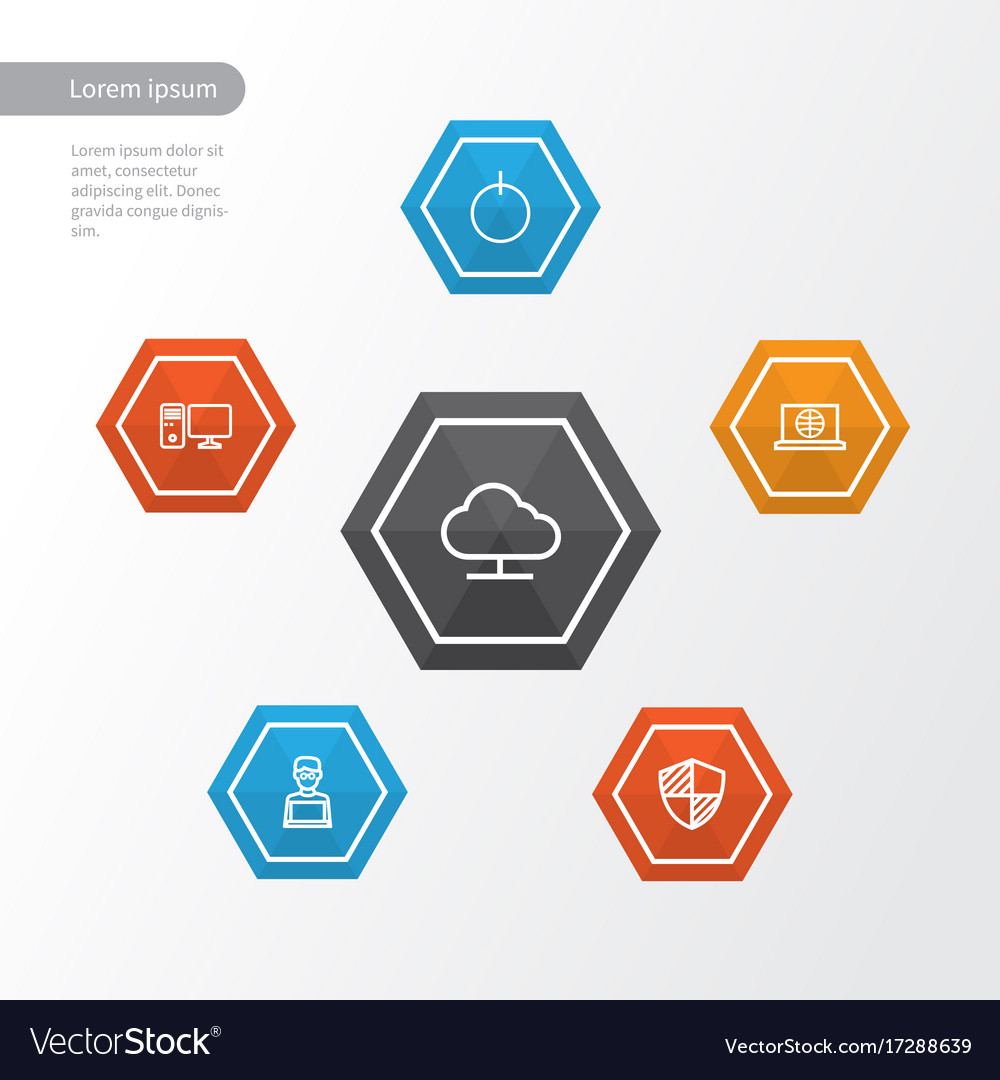 Hardware outline icons set collection of notebook