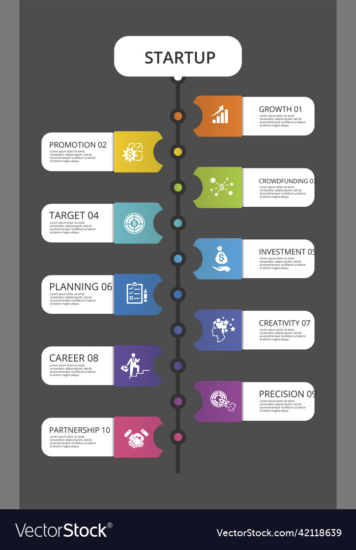 Infographic startup template icons in different Vector Image Infographic startup template icons in different