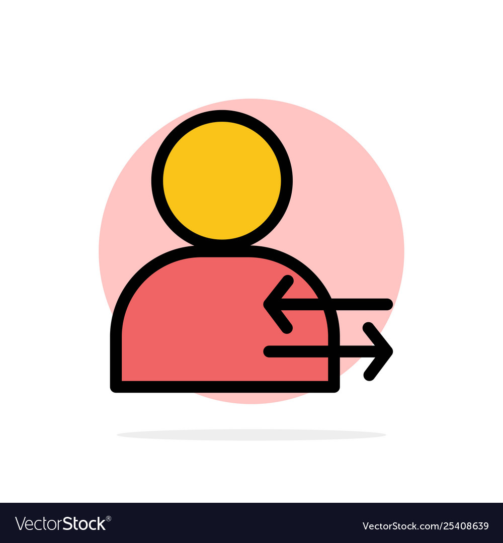 Man arrow left right abstract circle background