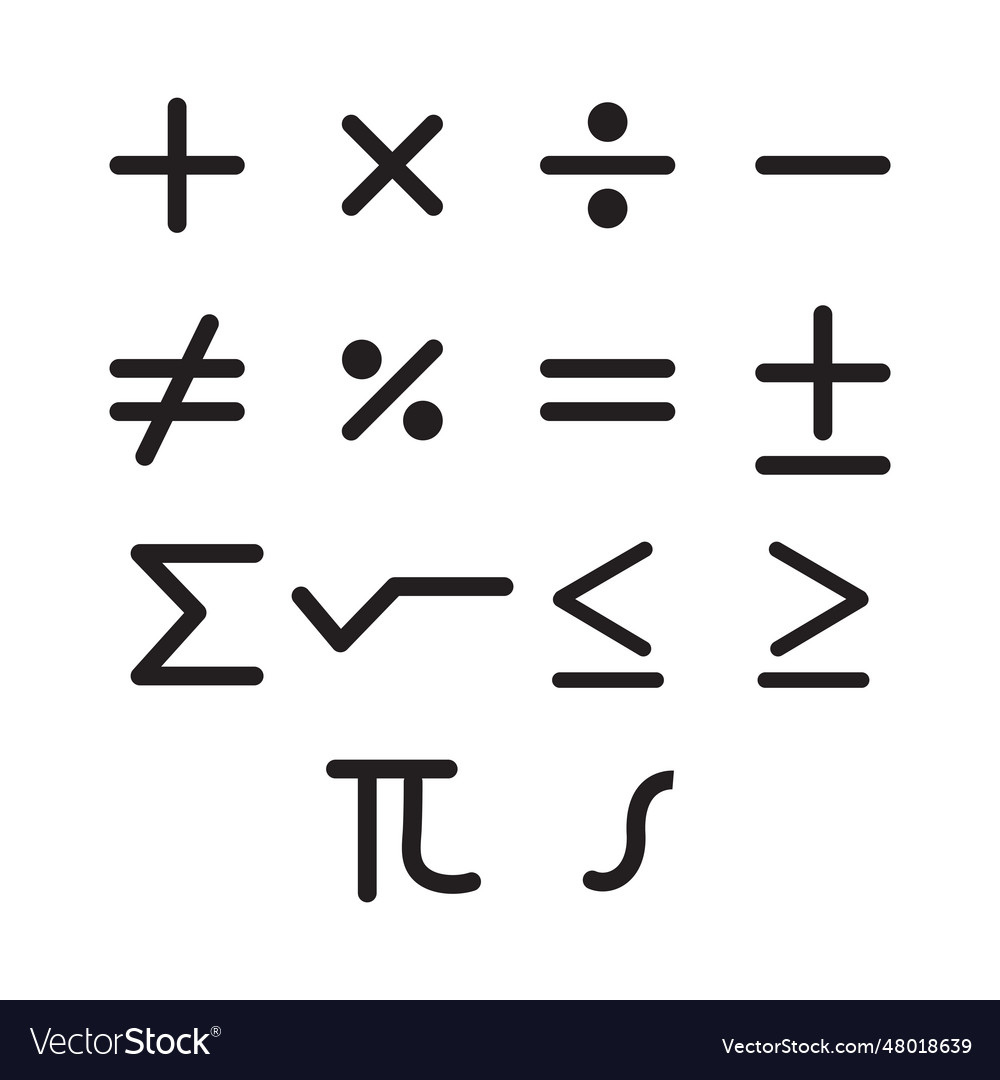 Math Symbols Icon Set Iamge Royalty Free Vector Image