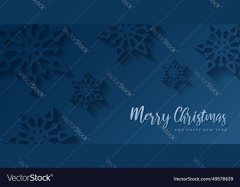 Merry Christmas Card Banner Frame With Paper Cut Vector Image