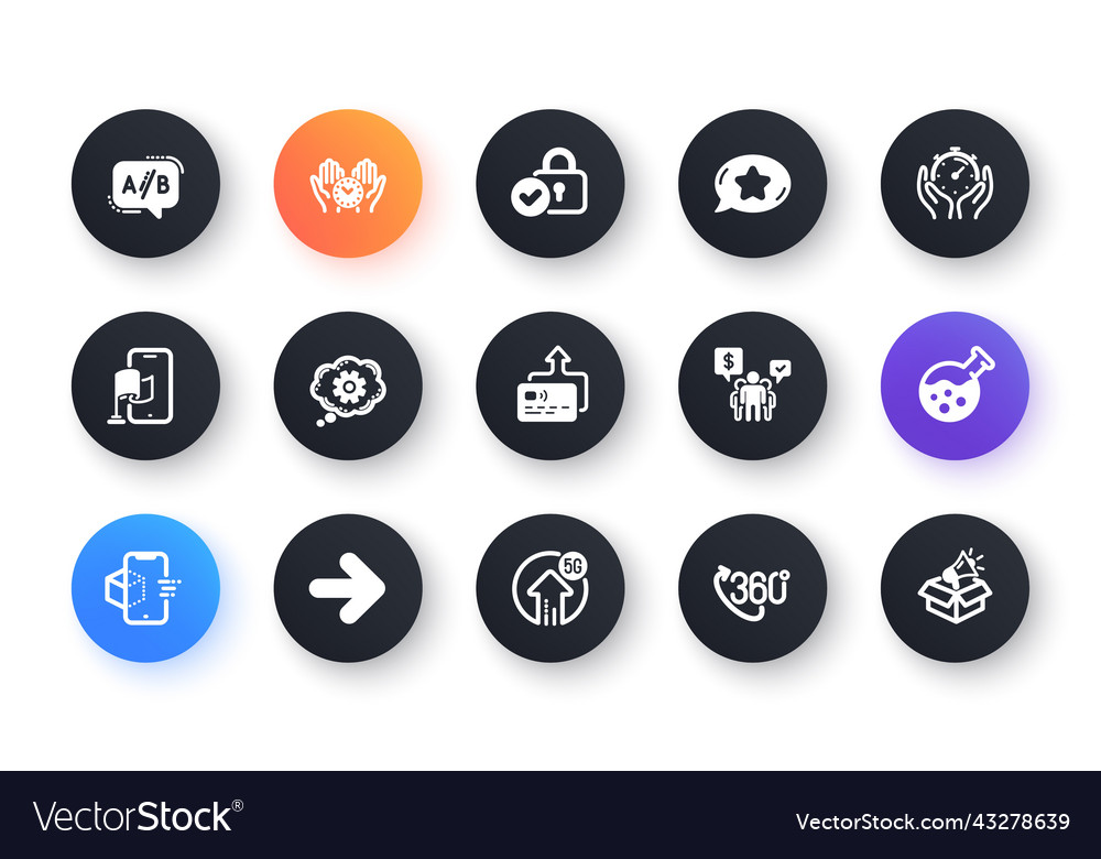 Minimal set of next ab testing and teamwork flat vector image Minimal set of next ab testing and teamwork flat