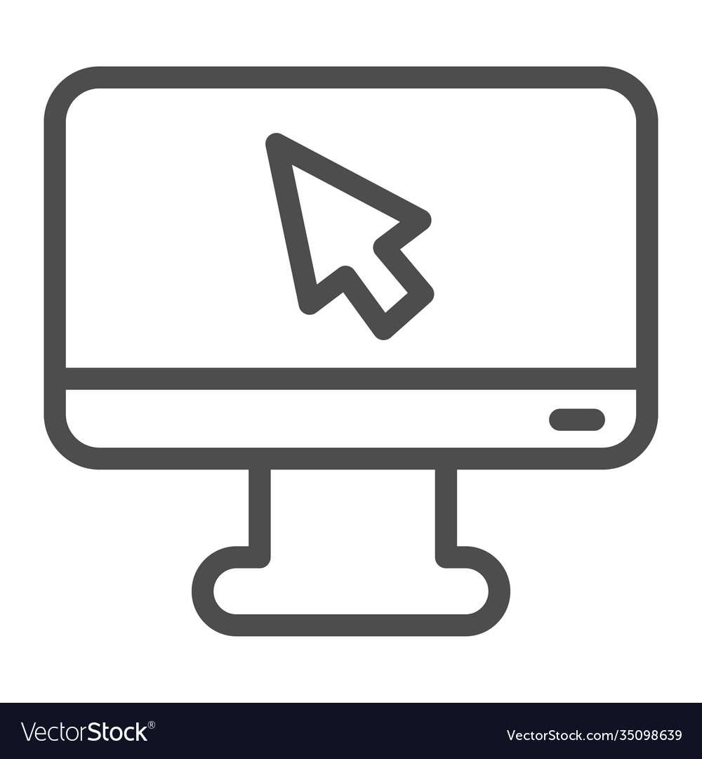 Monitor with mouse pointer line icon school Vector Image Monitor with mouse pointer line icon school