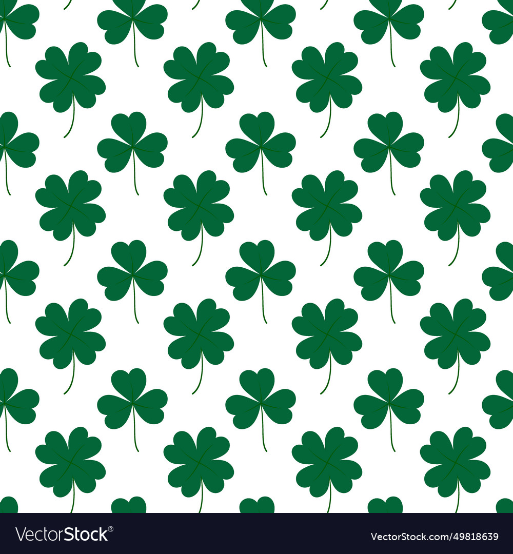 Seamless pattern of tree and four leaf clover