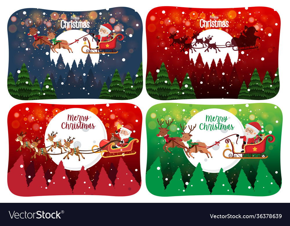 Set merry christmas scene with santa claus