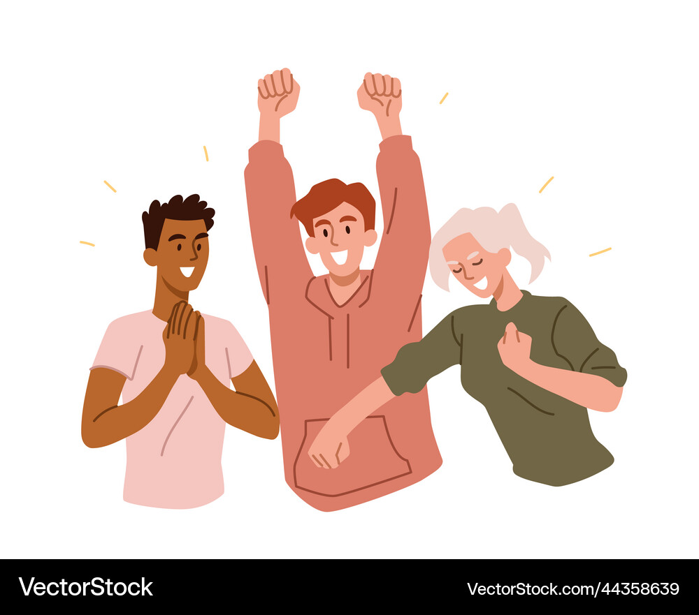 Team celebrating victory Royalty Free Vector Image