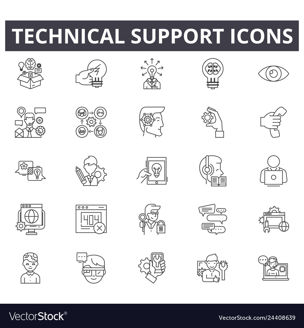 Technical support line icons for web and mobile vector image Technical support line icons for web and mobile