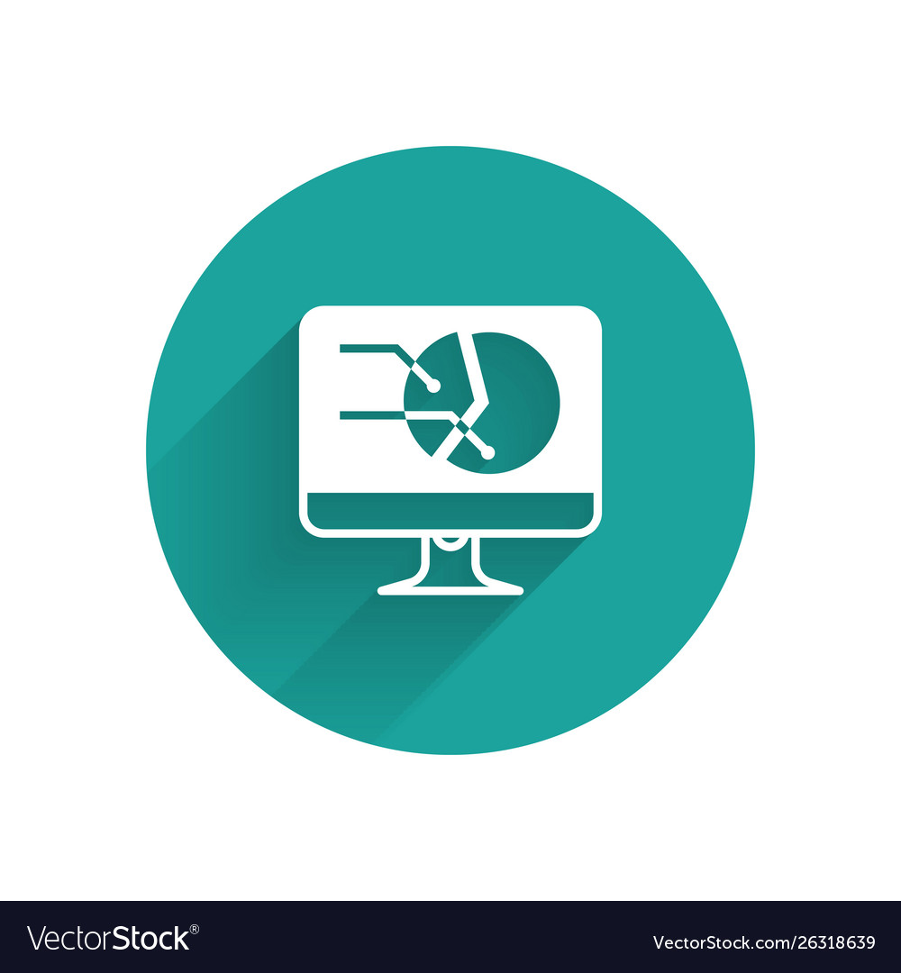 White computer monitor with graph chart icon vector image White computer monitor with graph chart icon