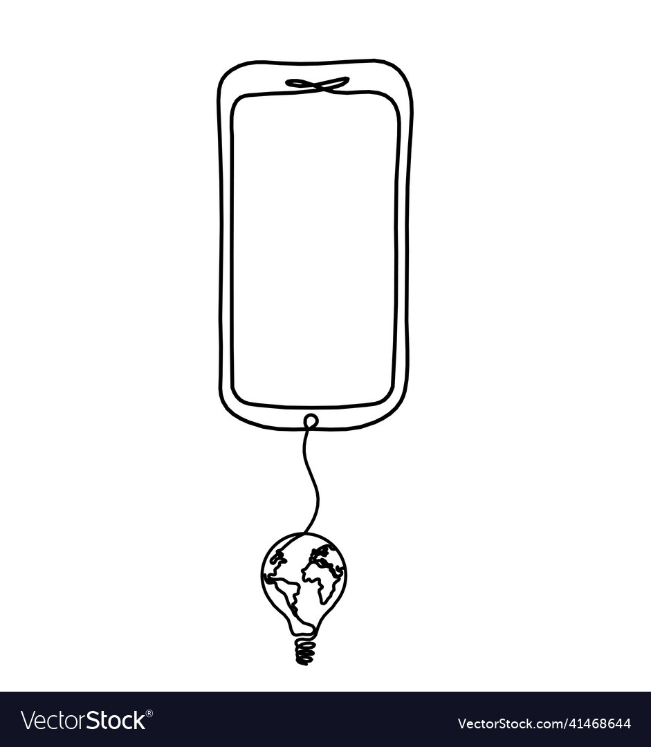 Abstract handset mobile with globe lightbulb vector image Abstract handset mobile with globe lightbulb