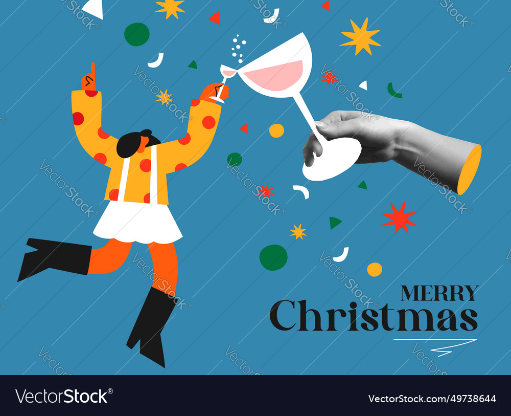 Cheers toast for christmas and new year Royalty Free Vector