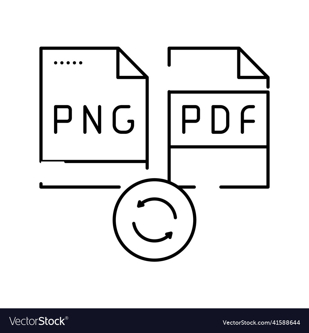 Convert png to pdf file line icon vector image Convert png to pdf file line icon