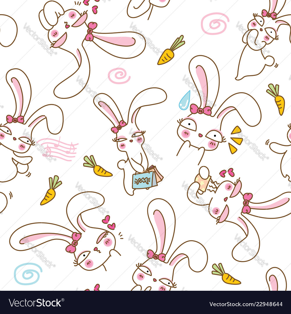 Cute bunnys seamless pattern background