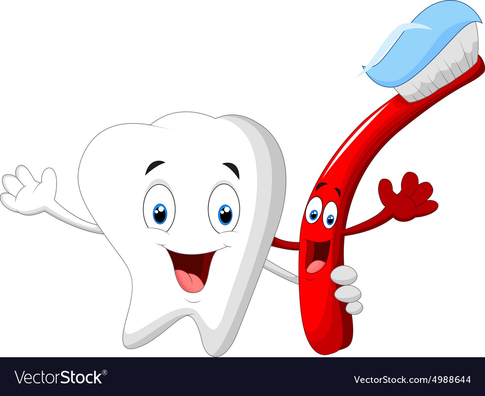 Dental tooth and toothbrush cartoon character