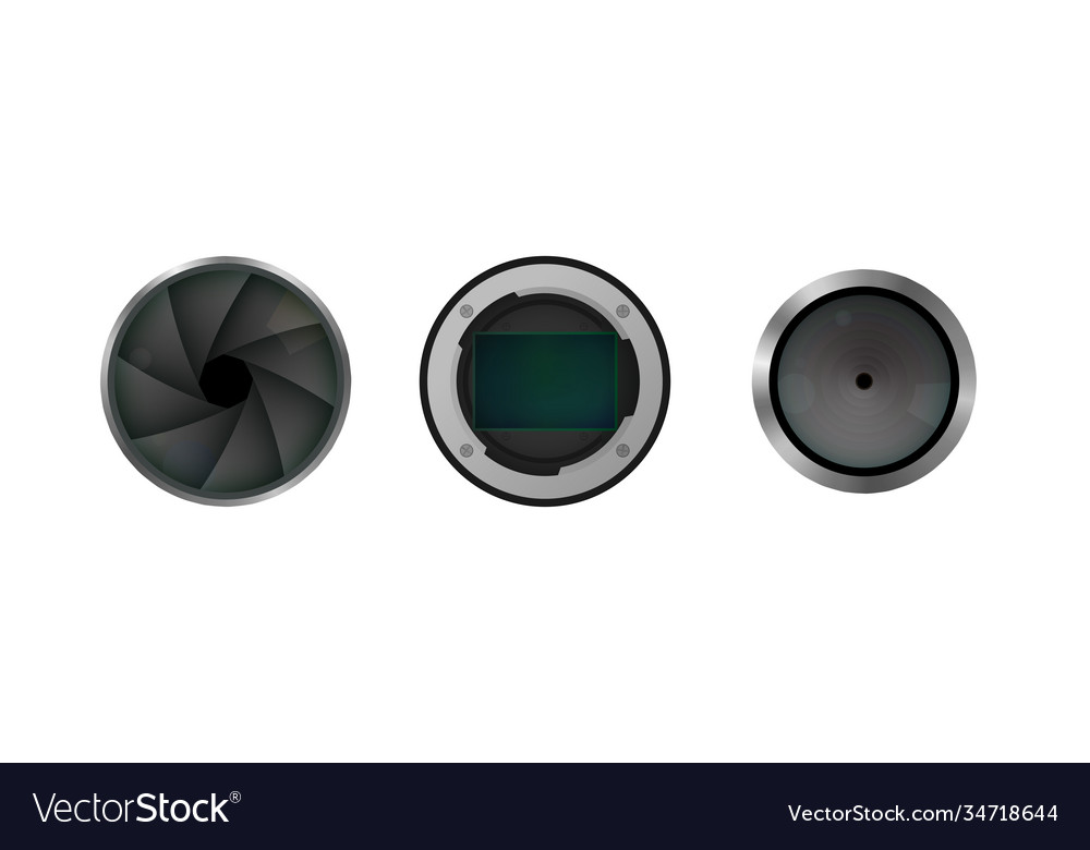 Image sensor shutter and lens vector image Image sensor shutter and lens