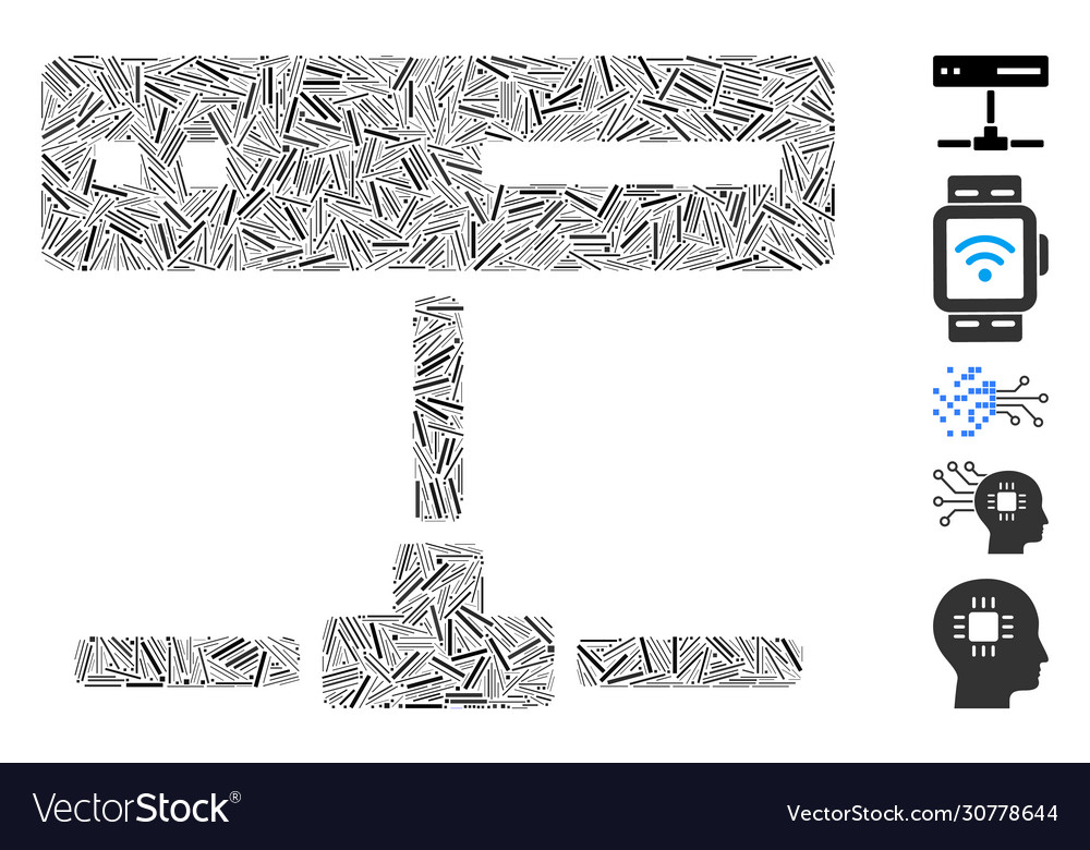Linear network device icon mosaic vector image Linear network device icon mosaic