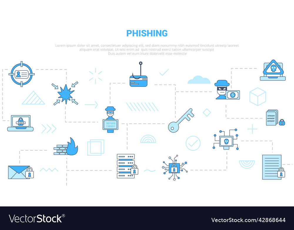 Phishing concept with icon set template banner Vector Image