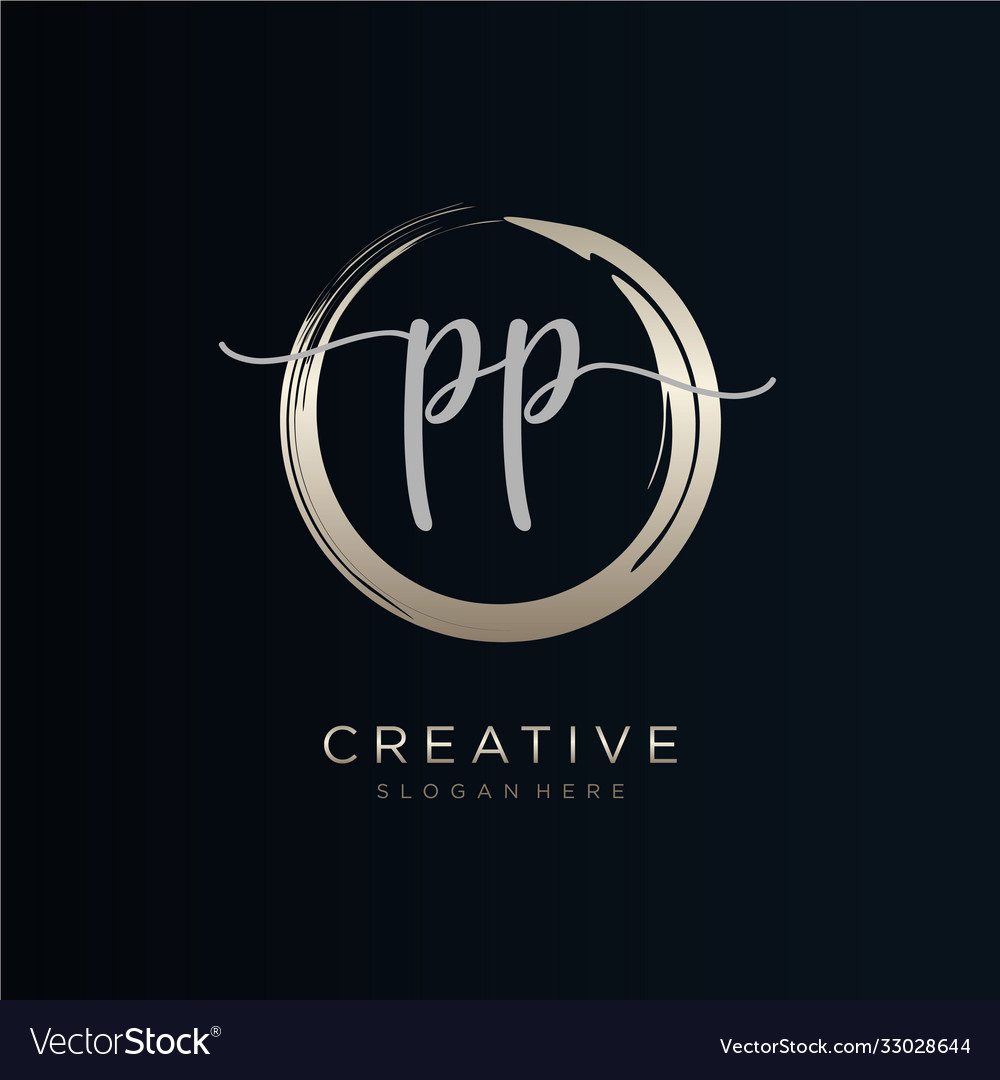 Pp initial handwriting logo template Royalty Free Vector