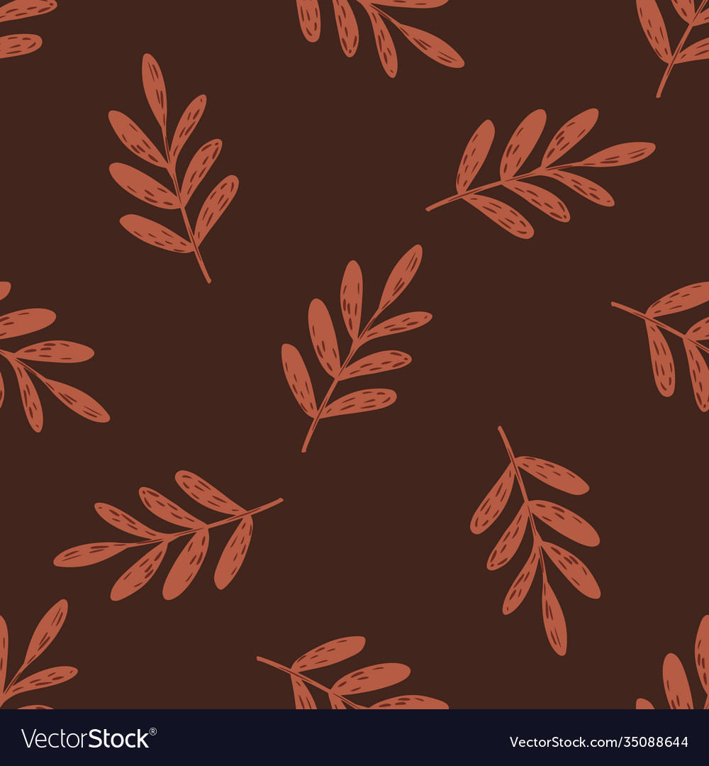 Random dark seamless pattern with leaf branches vector image Random dark seamless pattern with leaf branches
