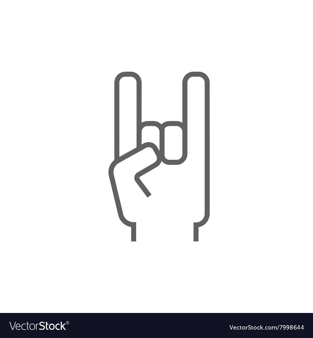 Rock and roll hand sign line icon Royalty Free Vector Image