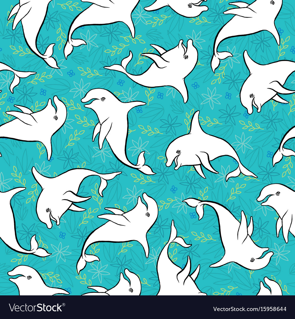 Seamless pattern with dolphins Royalty Free Vector Image