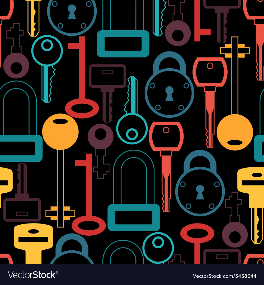 Seamless pattern with locks and keys icons