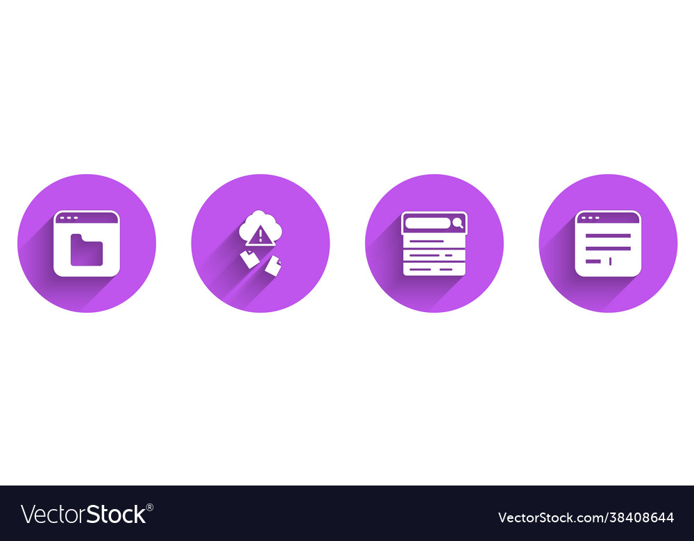 Set browser files cloud hacking search engine vector image Set browser files cloud hacking search engine