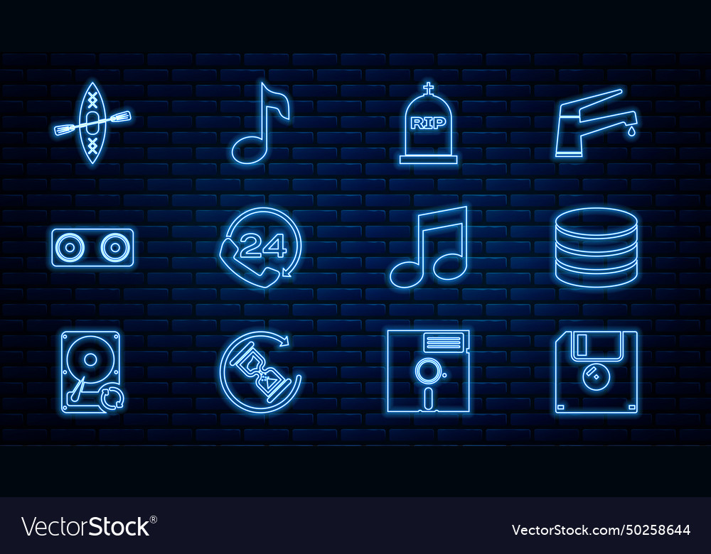 Set line floppy disk database tombstone with rip vector image Set line floppy disk database tombstone with rip