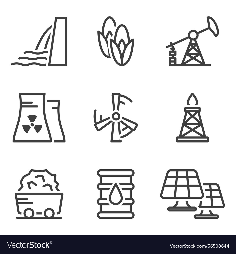 Set linear icons with energy sources image