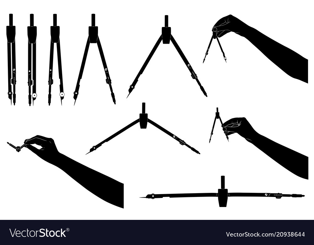 Set of different drawing compasses vector image Set of different drawing compasses