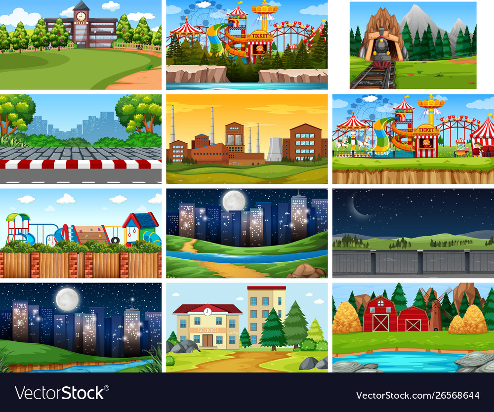 Set scenes in nature setting Vector Image Set scenes in nature setting