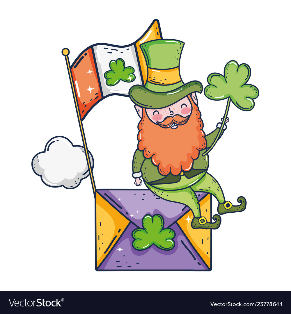 St patricks day leprechaun mit ireland flag