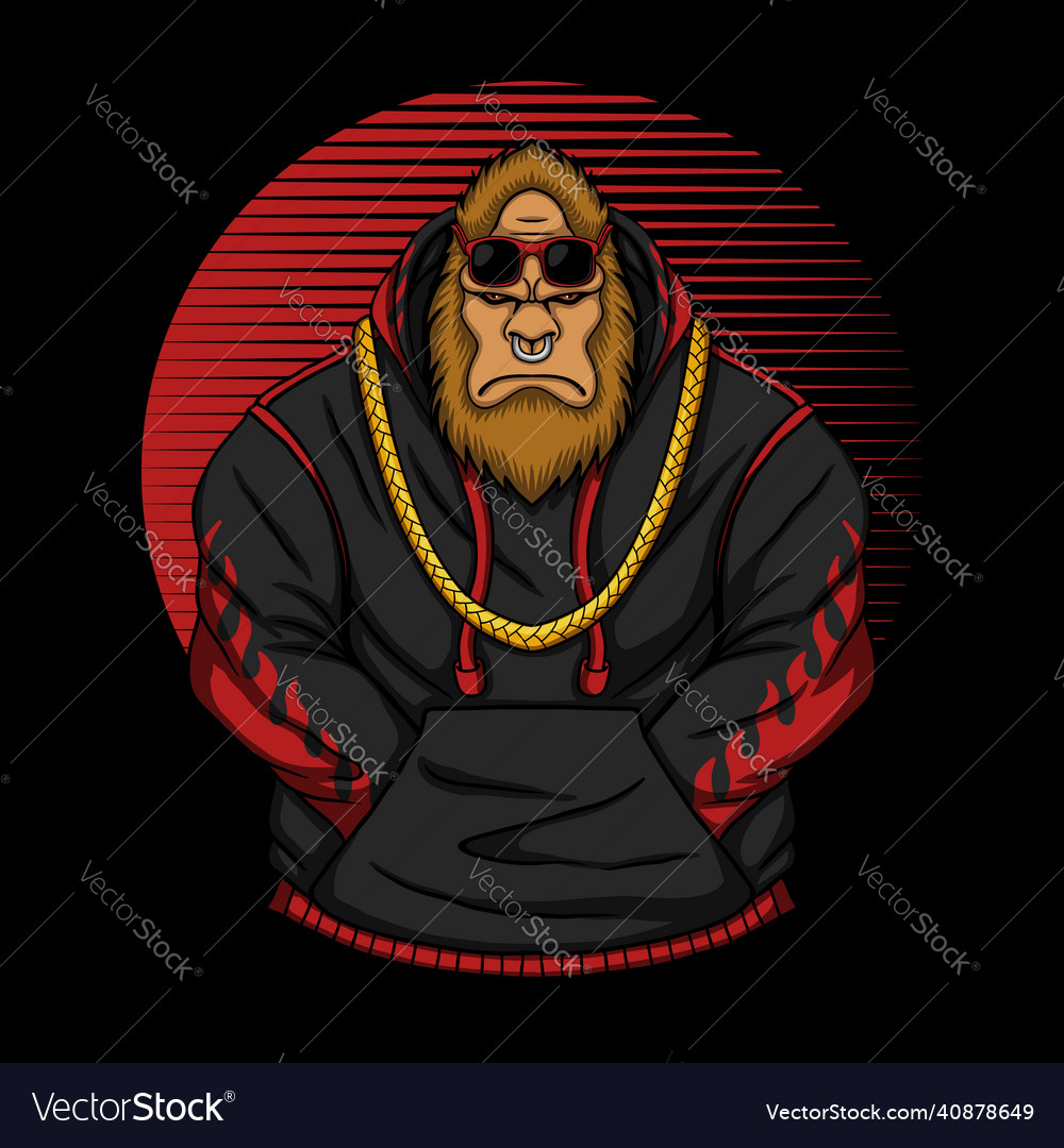 Bigfoot gangster retro Royalty Free Vector Image