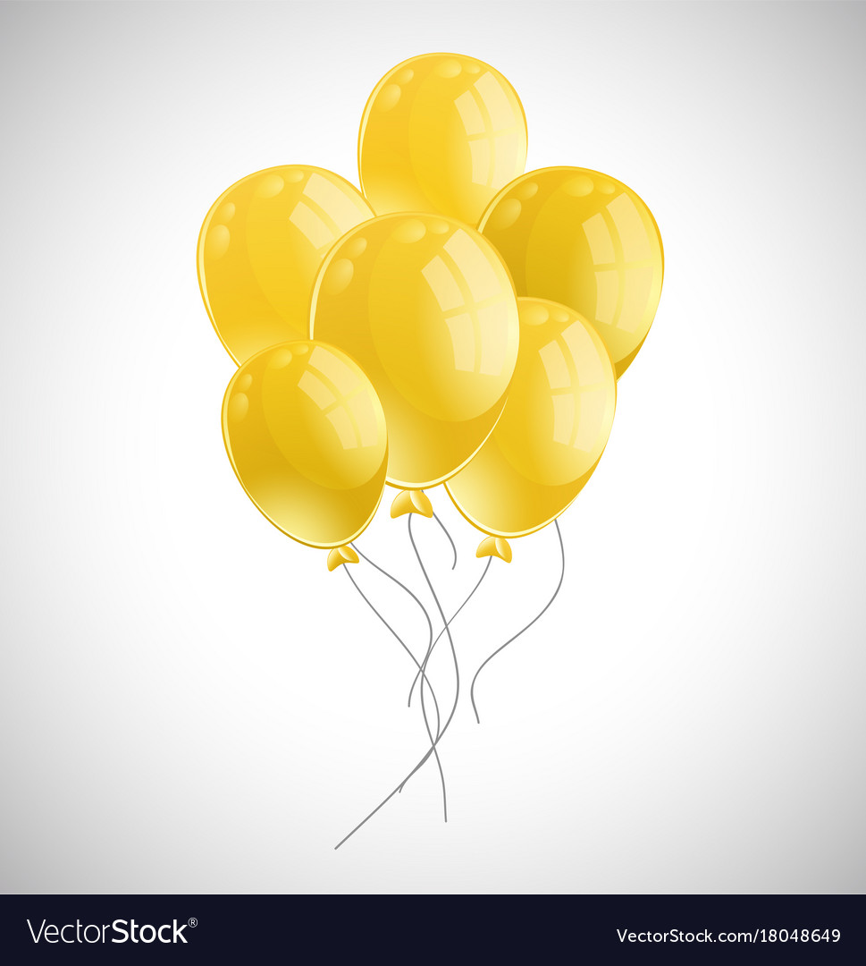 Bunch yellow balloons on white background Vector Image